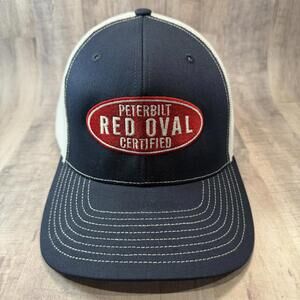 Peterbilt Red Oval Certified Trucker Hat Richardson Mesh Snapback Blue White Red